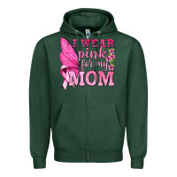 Sports Green I Wear Pink For My Mom with Butterfly Zipper Hoodie - texasbilliewilder