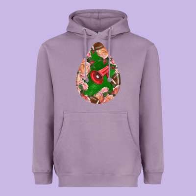 American Football And Western Roses Teardrop Heavyweight Hoodie Designed By Bundleandbundleshop