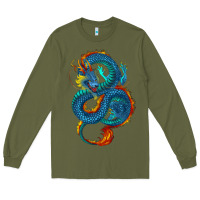 Army Green Blue dragon Long Sleeve Tee - RanaPortraitStore