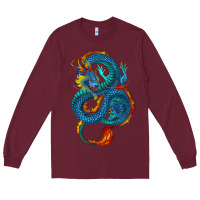 Burgundy Blue dragon Long Sleeve Tee - RanaPortraitStore