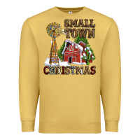 Antique Gold small town christmas with barn and cactus Premium Sweatshirt - AdoDesignShop