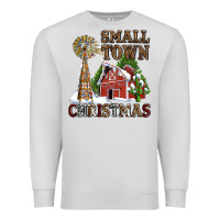 Dove Grey small town christmas with barn and cactus Premium Sweatshirt - AdoDesignShop