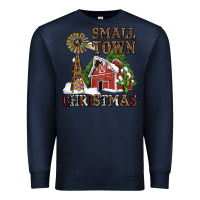 Navy small town christmas with barn and cactus Premium Sweatshirt - AdoDesignShop