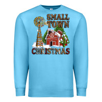 Ocean Blue small town christmas with barn and cactus Premium Sweatshirt - AdoDesignShop