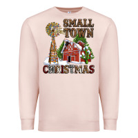 Pale Pink small town christmas with barn and cactus Premium Sweatshirt - AdoDesignShop