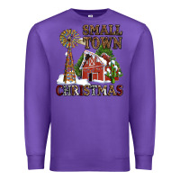 Purple small town christmas with barn and cactus Premium Sweatshirt - AdoDesignShop