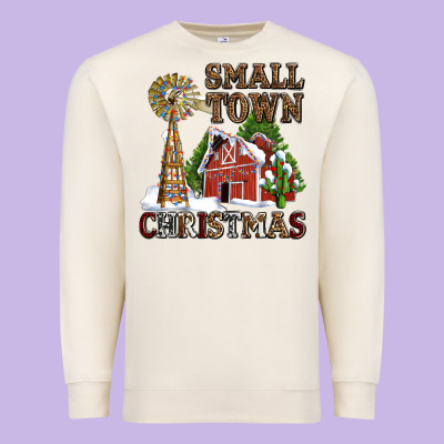 Small Town Christmas With Barn And Cactus Premium Sweatshirt Designed By Adodesignshop