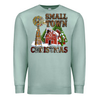 Seafoam small town christmas with barn and cactus Premium Sweatshirt - AdoDesignShop