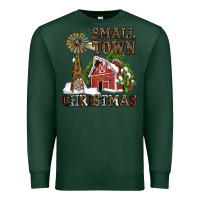 Sports Green small town christmas with barn and cactus Premium Sweatshirt - AdoDesignShop