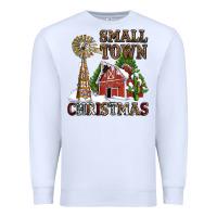 White small town christmas with barn and cactus Premium Sweatshirt - AdoDesignShop