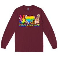 Burgundy peace love rock pride Long Sleeve Tee - texasbilliewilder