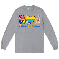 Heather Grey peace love rock pride Long Sleeve Tee - texasbilliewilder
