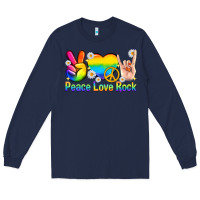 Navy peace love rock pride Long Sleeve Tee - texasbilliewilder