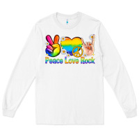 White peace love rock pride Long Sleeve Tee - texasbilliewilder
