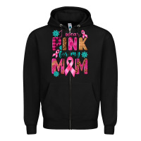 Black I Wear Pink For My Mom with Butterfly Zipper Hoodie - texasbilliewilder