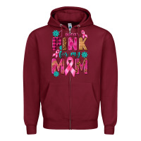 Burgundy I Wear Pink For My Mom with Butterfly Zipper Hoodie - texasbilliewilder
