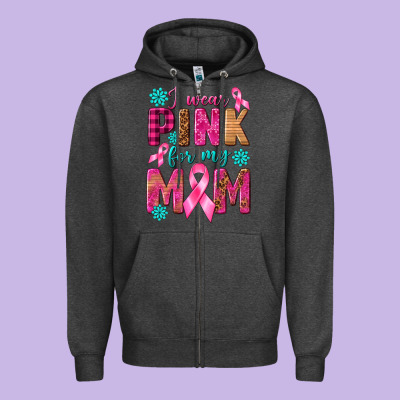 I Wear Pink For My Mom With Butterfly Zipper Hoodie Designed By Texasbilliewilder