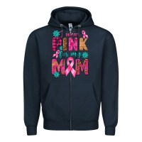 Navy I Wear Pink For My Mom with Butterfly Zipper Hoodie - texasbilliewilder