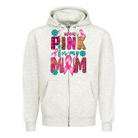 Oatmeal Heather I Wear Pink For My Mom with Butterfly Zipper Hoodie - texasbilliewilder