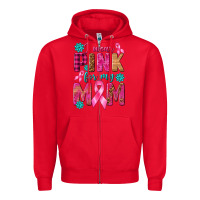 Red I Wear Pink For My Mom with Butterfly Zipper Hoodie - texasbilliewilder