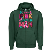 Sports Green I Wear Pink For My Mom with Butterfly Zipper Hoodie - texasbilliewilder