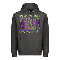 Charcoal Heather mardi gras fleur de lis Premium Hoodie - MaliasSmallBusiness