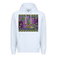 White mardi gras fleur de lis Premium Hoodie - MaliasSmallBusiness