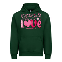 Forest Green let all that you do be done in love Urban Hoodie - MaliasSmallBusiness