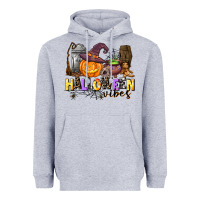 Heather Grey halloween vibes Heavyweight Hoodie - AdoDesignShop