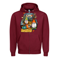 Burgundy farm truck autumn gnomes Zipper Hoodie - RanaPortraitStore