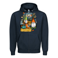 Navy farm truck autumn gnomes Zipper Hoodie - RanaPortraitStore