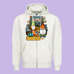 Farm Truck Autumn Gnomes Zipper Hoodie Designed By Ranaportraitstore