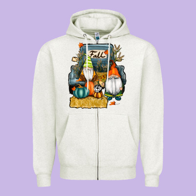 Farm Truck Autumn Gnomes Zipper Hoodie Designed By Ranaportraitstore