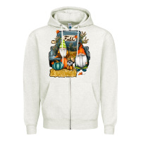 Oatmeal Heather farm truck autumn gnomes Zipper Hoodie - RanaPortraitStore