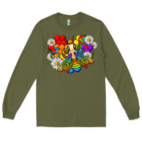 Army Green pride bee with daisy lgbtq Long Sleeve Tee - texasbilliewilder