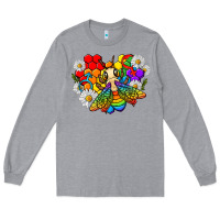 Heather Grey pride bee with daisy lgbtq Long Sleeve Tee - texasbilliewilder