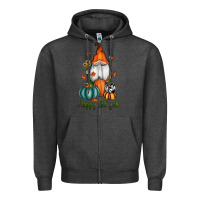 Charcoal Heather happy fall y'all gnome Zipper Hoodie - RanaPortraitStore