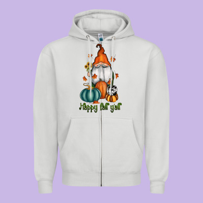 Happy Fall Y'all Gnome Zipper Hoodie Designed By Ranaportraitstore