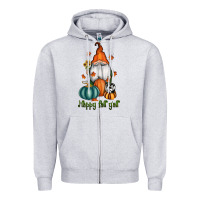 Heather Grey happy fall y'all gnome Zipper Hoodie - RanaPortraitStore