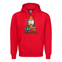 Red happy fall y'all gnome Zipper Hoodie - RanaPortraitStore