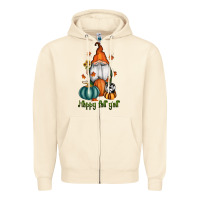 Sandshell happy fall y'all gnome Zipper Hoodie - RanaPortraitStore