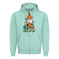 Seafoam happy fall y'all gnome Zipper Hoodie - RanaPortraitStore