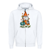 White happy fall y'all gnome Zipper Hoodie - RanaPortraitStore