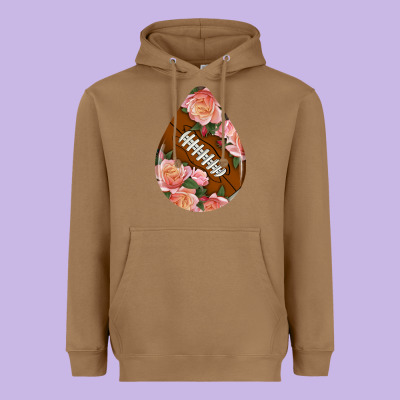 American Football And Western Roses Teardrop Heavyweight Hoodie Designed By Bundleandbundleshop