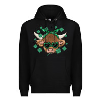 Black st patrick's day cow Premium Hoodie - MaliasSmallBusiness