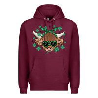 Burgundy st patrick's day cow Premium Hoodie - MaliasSmallBusiness