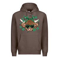 Coffee st patrick's day cow Premium Hoodie - MaliasSmallBusiness