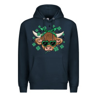 Navy st patrick's day cow Premium Hoodie - MaliasSmallBusiness