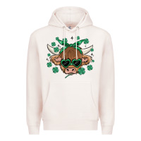 Pale Pink st patrick's day cow Premium Hoodie - MaliasSmallBusiness