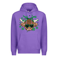 Purple st patrick's day cow Premium Hoodie - MaliasSmallBusiness